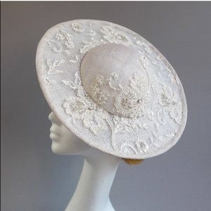 Handmade ivory lace hat bridal wedding bride